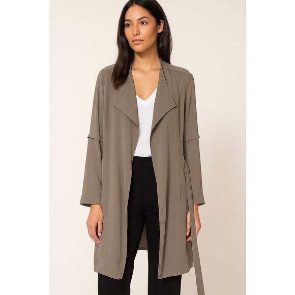 ARITZIA BABATON Quincey Jacket Womens Medium Beige Flowy Belted Trench Coat XS B - Picture 1 of 7